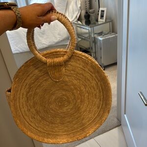 Round Woven Straw Handbag